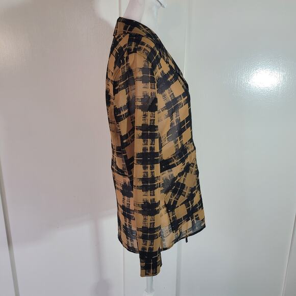 Calvin Klein Size XS NEW Contemporary Sheer Button Up Blouse Front Patch Pockets - Picture 3 of 10